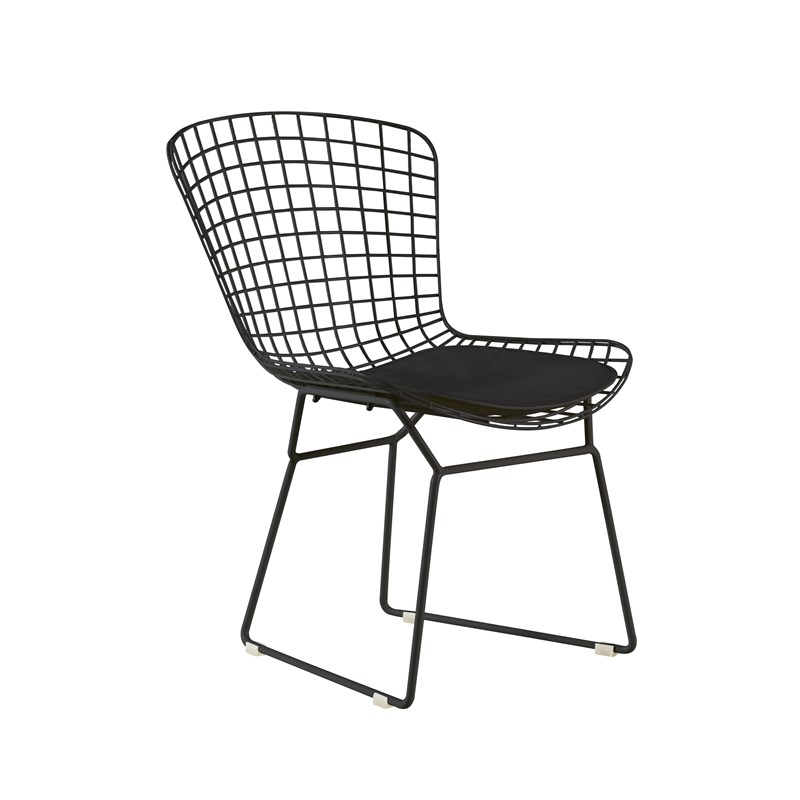 Home Square 2 Piece Wire Dining Side Chair Set in Noir Black