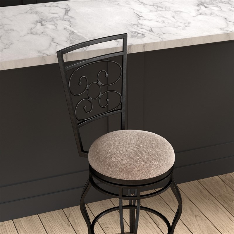 Home Square 2 Piece Swivel Metal Bar Stool Set in Charcoal Gray