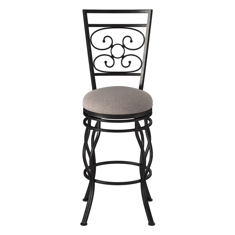 Home Square 2 Piece Swivel Metal Bar Stool Set in Charcoal Gray
