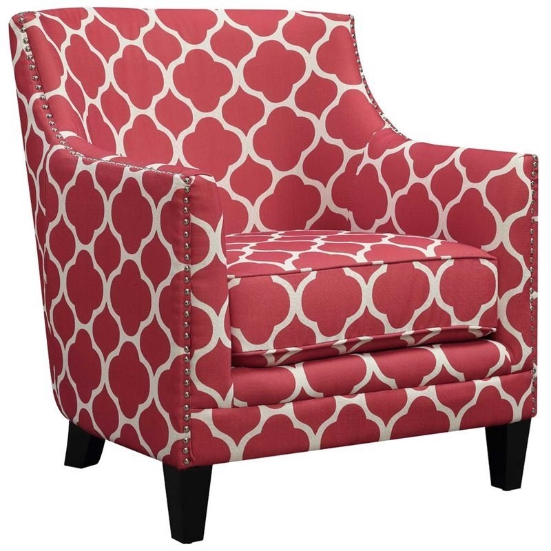 Home Square 2 Piece Clover Print Fabric Accent Arm Chair Set in Red
