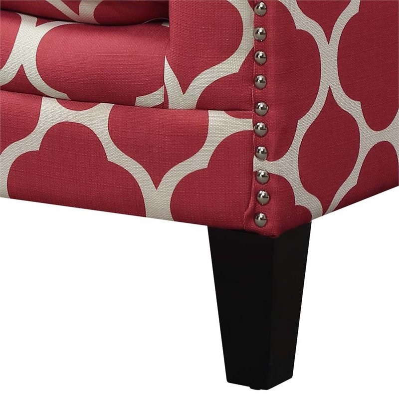 Home Square 2 Piece Clover Print Fabric Accent Arm Chair Set in Red