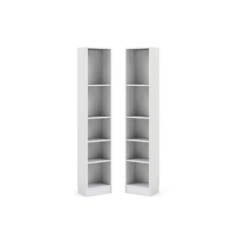 Home Square Tall Narrow 5 Shelf Wood, Tall Shallow Bookcase With Doors