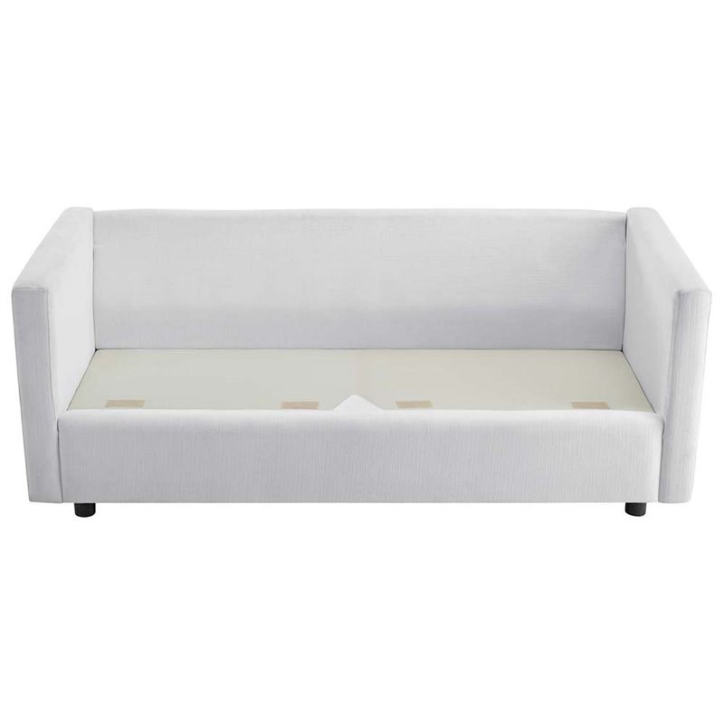 Home Square 2 Piece Contemporary Modern Polyester Sofa Set in White