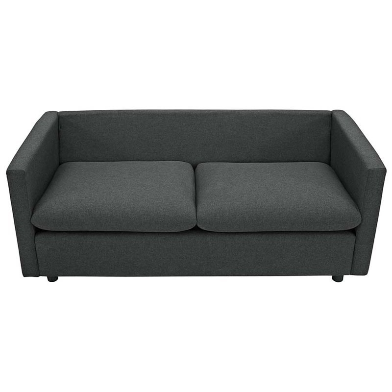 Home Square 2 Piece Contemporary Modern Polyester Sofa Set in Gray