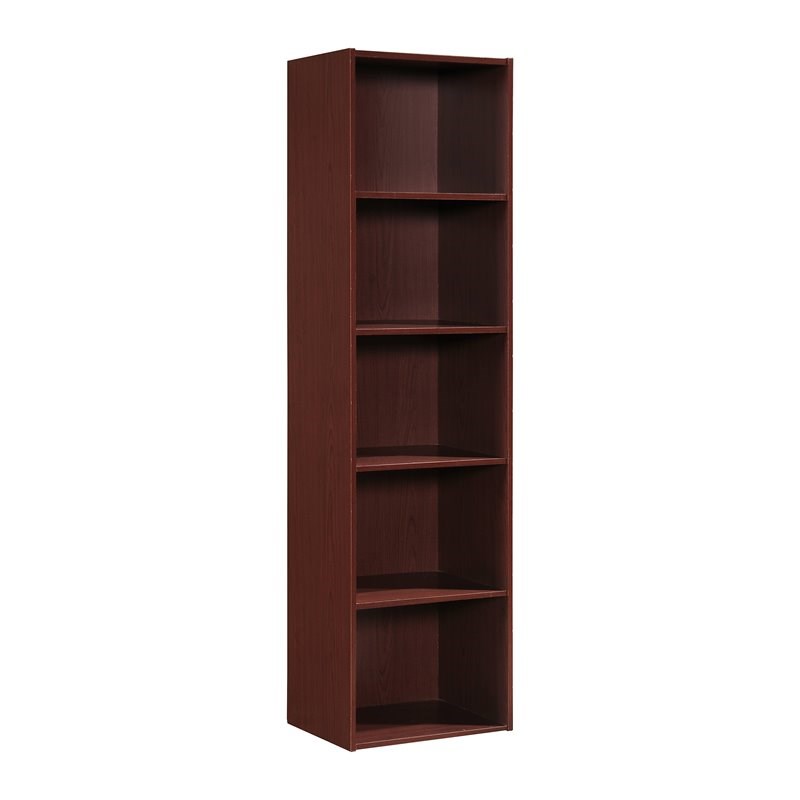 Home Square 5 Shelf Versatil Wooden Bookcase Set in Mahogany (Set of 2)
