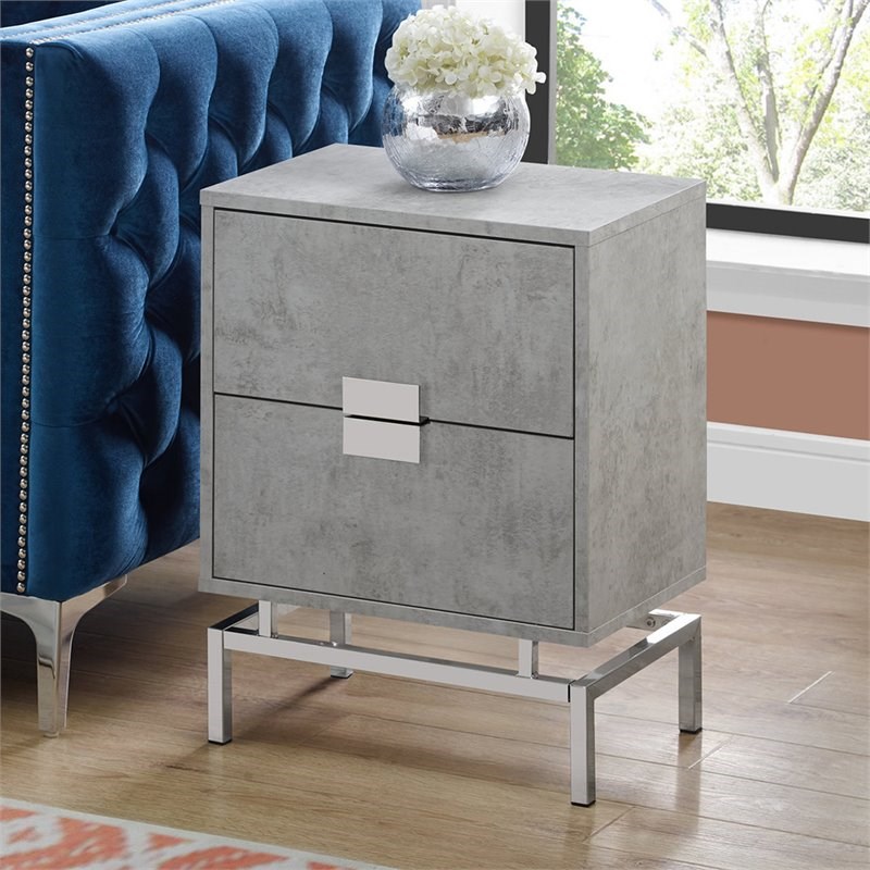 Home Square 2 Piece Storage Accent End Table Set in Gray and Chrome