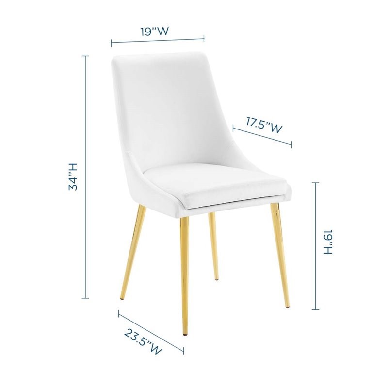 Home Square 2 Piece Modern Velvet Accent Dining Chair Set in White