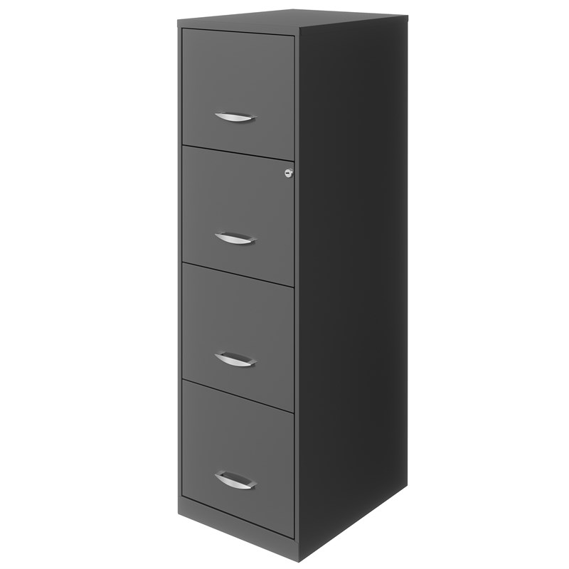 Home Square 4 Drawer Metal Vertical Filing Cabinet Set in Charcoal (Set of 2)