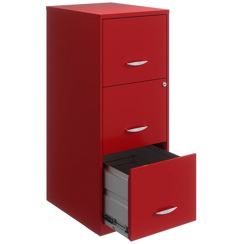 Home Square 3 Drawer Metal Vertical Filing Cabinet Set in Lava Red (Set of 2)