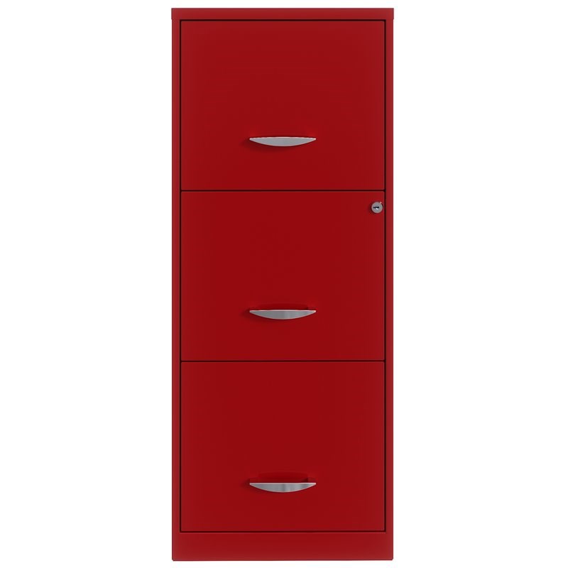 Home Square 3 Drawer Metal Vertical Filing Cabinet Set in Lava Red (Set of 2)