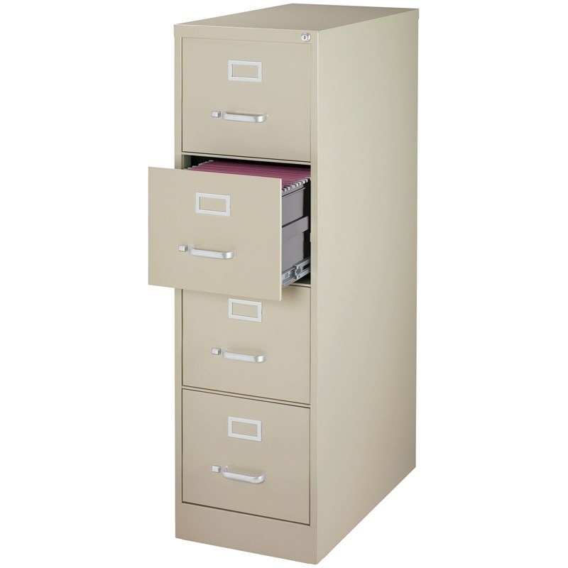 Home Square 4 Drawer Vertical Metal Filing Cabinet Set in Putty/Beige (Set of 2)