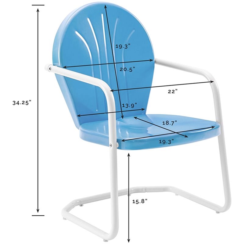 Home Square 2 Piece Metal Patio Chair Set in Sky Blue