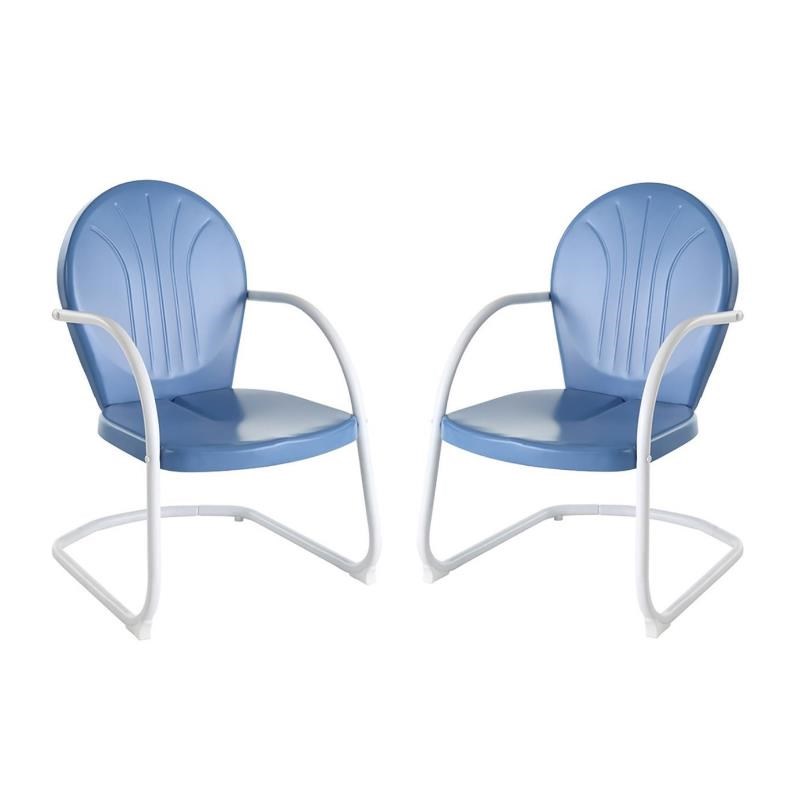 Home Square 2 Piece Metal Patio Chair Set in Sky Blue
