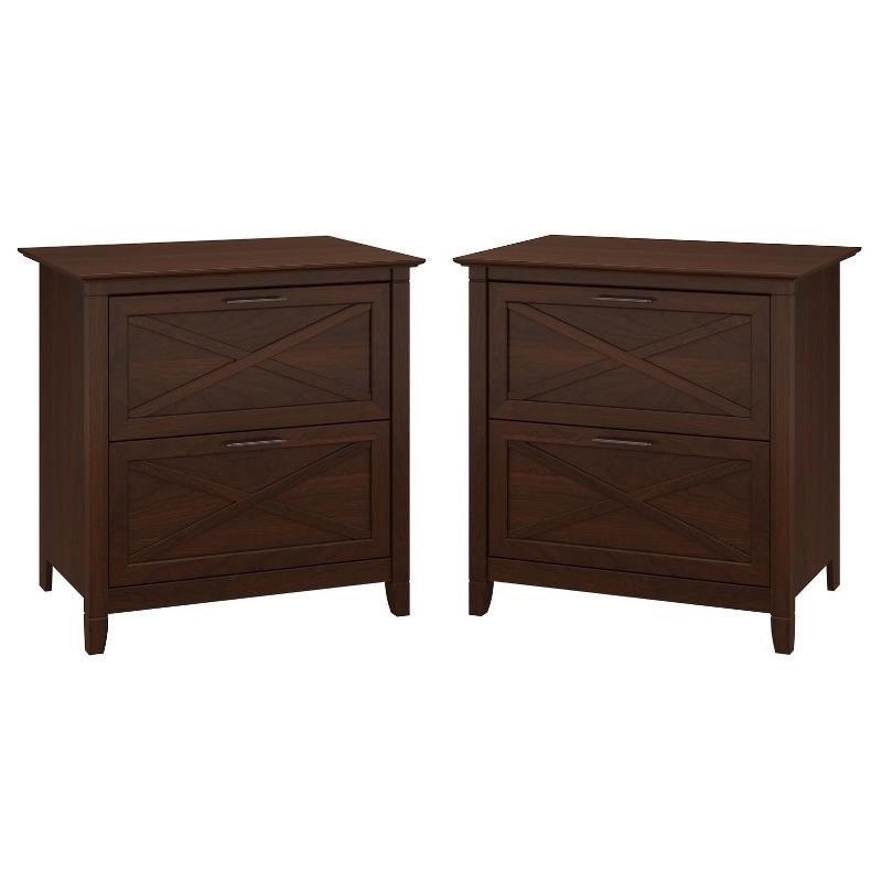 Home Square 2 Drawer Wood Filing Cabinet Set in Bing Cherry (Set of 2)