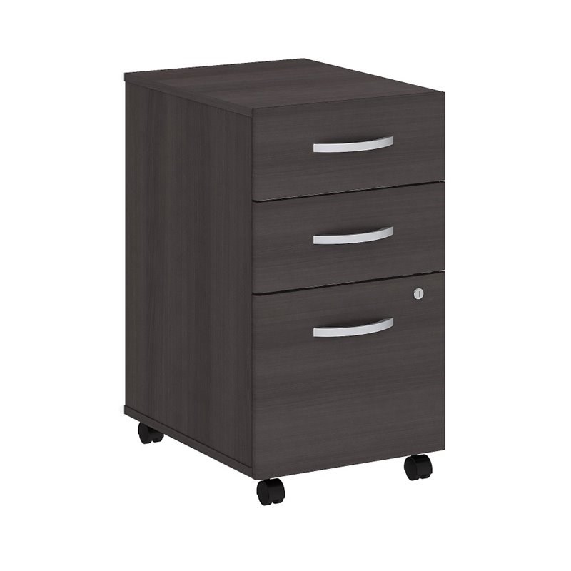 Home Square 3 Drawer Mobile Wood Filing Cabinet Set in Storm Gray (Set of 2)