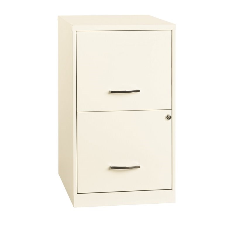 Home Square 2 Drawer Metal Filing Cabinet Set in Pearl White (Set of 2)