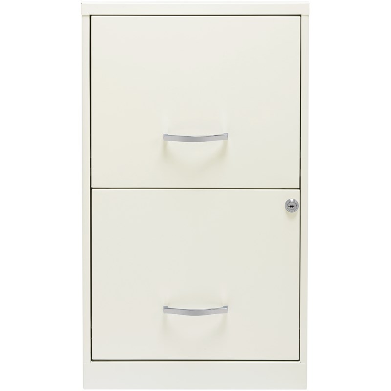 Home Square 2 Drawer Metal Filing Cabinet Set in Pearl White (Set of 2)