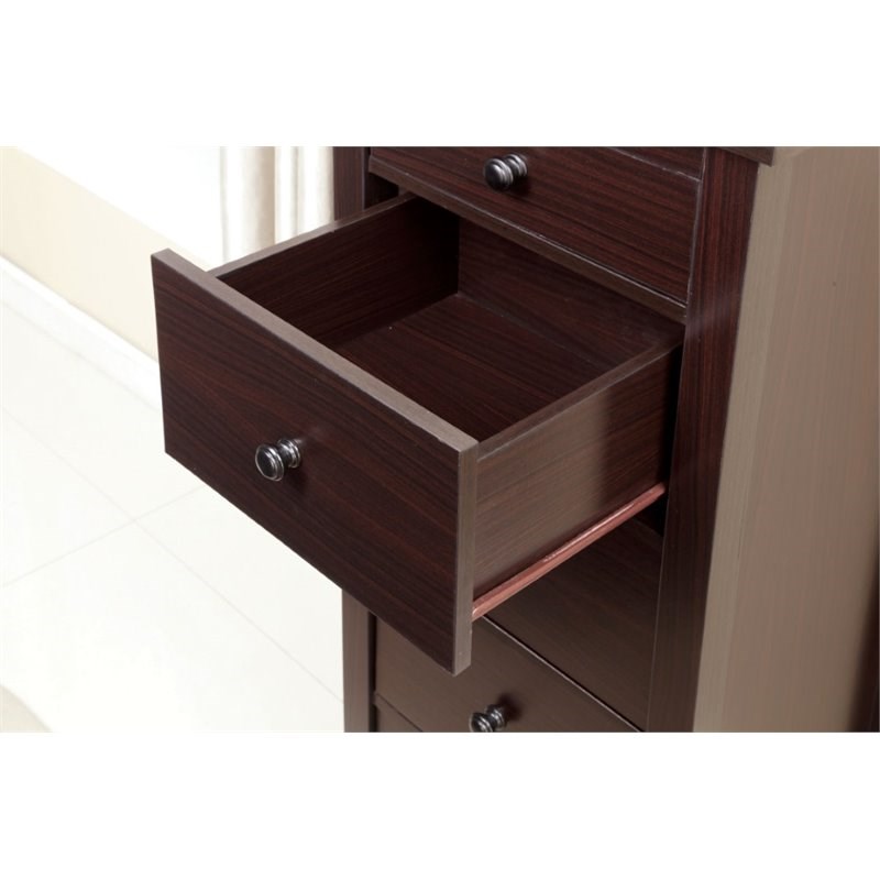 Weller Transitional 5 Drawer Wood Accent Chest in Chocolate Set of 2