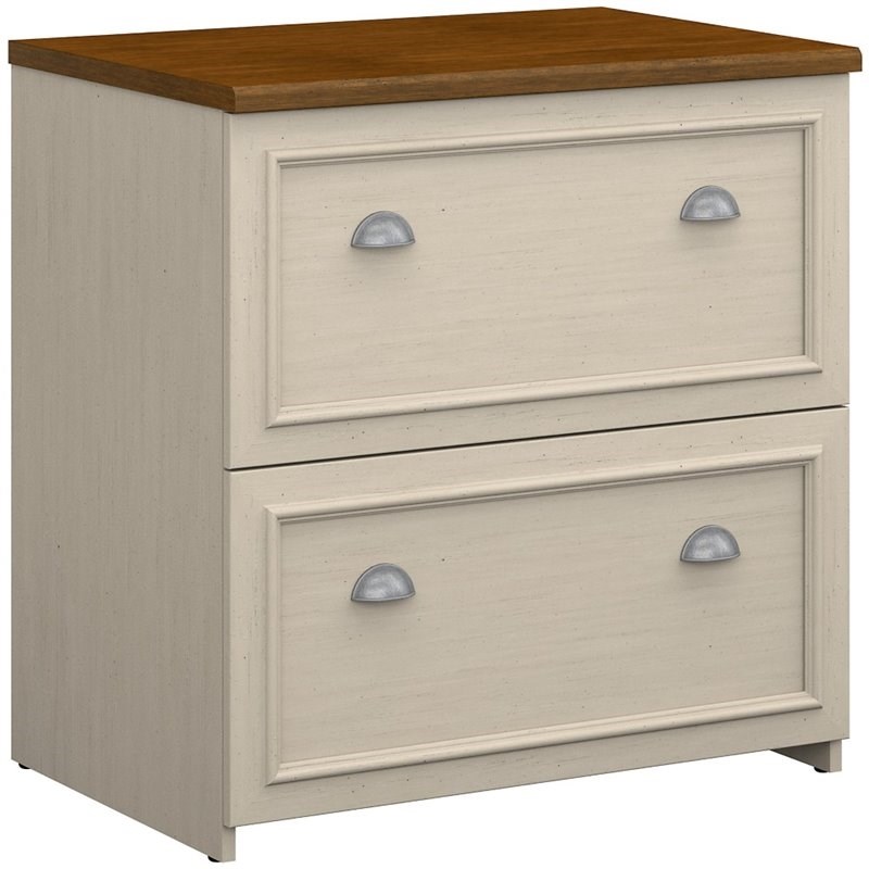 Home Square 2 Piece Wood Filing Cabinet Set with 2 Drawer in Antique White