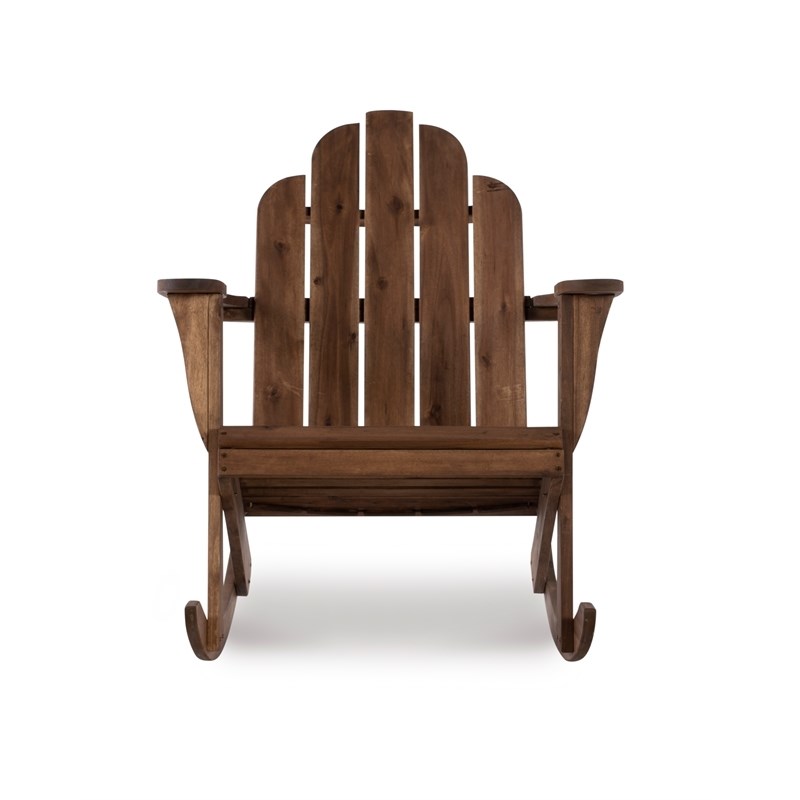 Home Square 2 Piece Wood Outdoor Rocker Chair Set in Acorn Brown