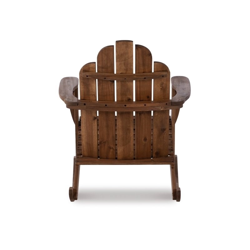 Home Square 2 Piece Wood Outdoor Rocker Chair Set in Acorn Brown