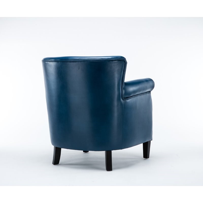 Home Square 2 Piece Faux Leather Club Accent Chair Set in Navy Blue