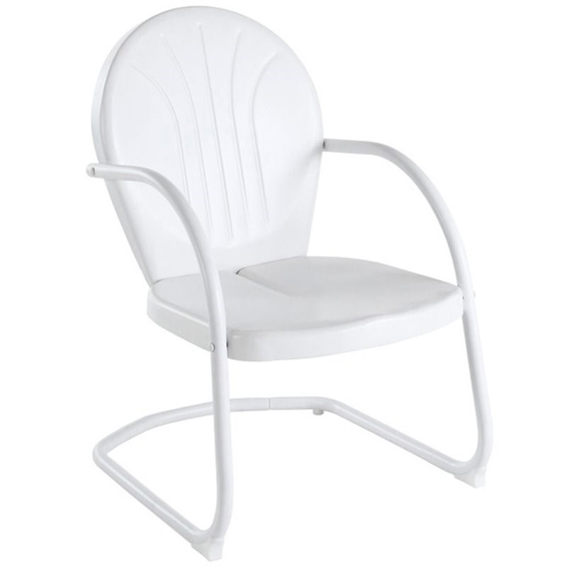 Home Square 2 Piece UV-resistant Metal Patio Chair Set in White