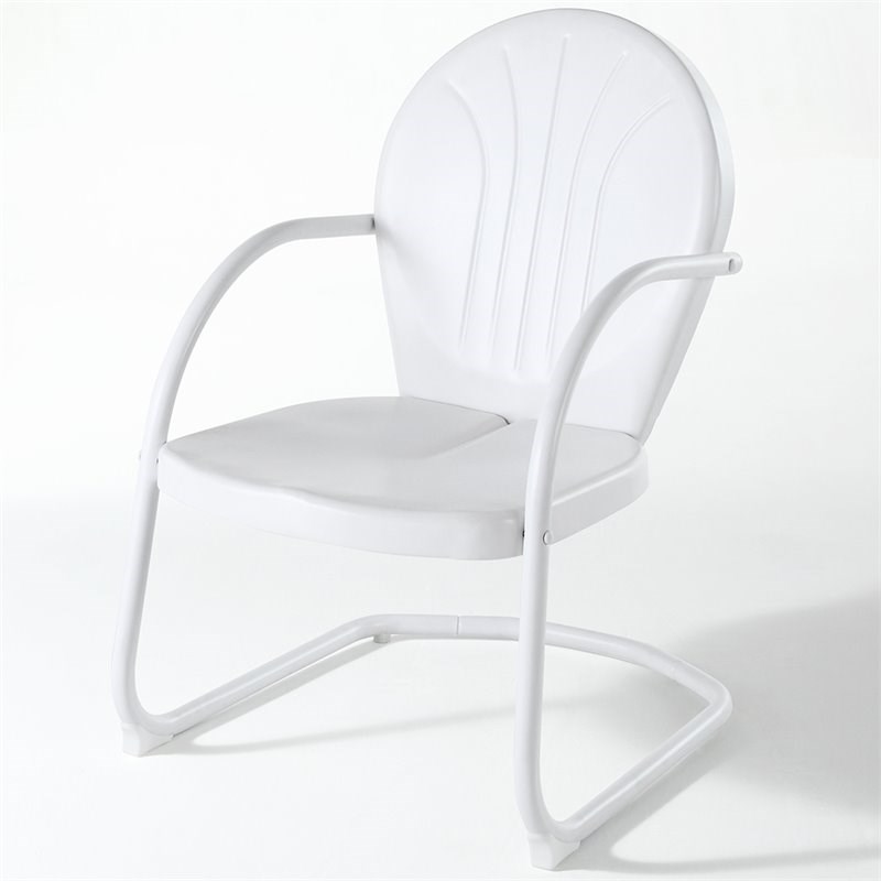 Home Square 2 Piece UV-resistant Metal Patio Chair Set in White