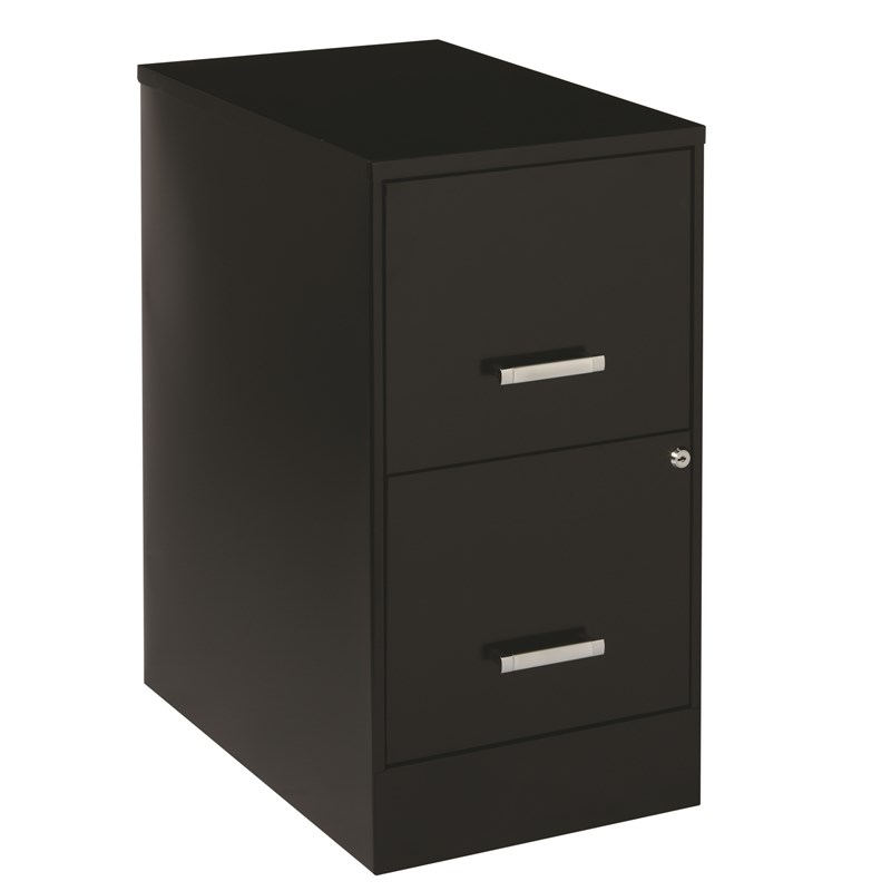 Home Square 2 Piece Metal Filing Cabinet Set with 2 Drawer in Black