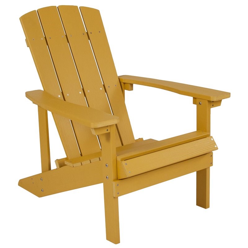 Home Square 2 Piece Faux Wood Adirondack Chair Set In Yellow