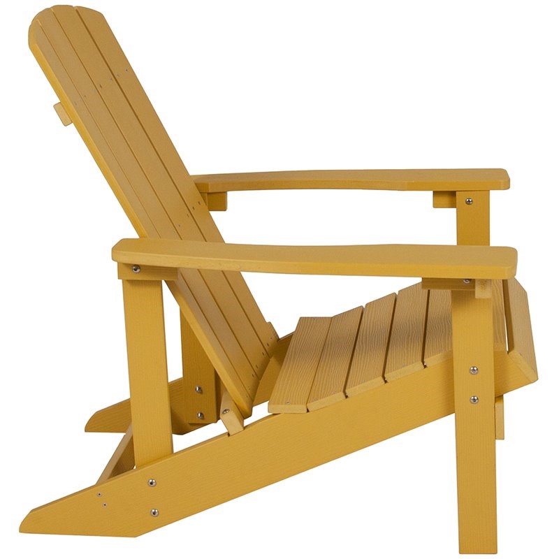 Home Square 2 Piece Faux Wood Adirondack Chair Set In Yellow