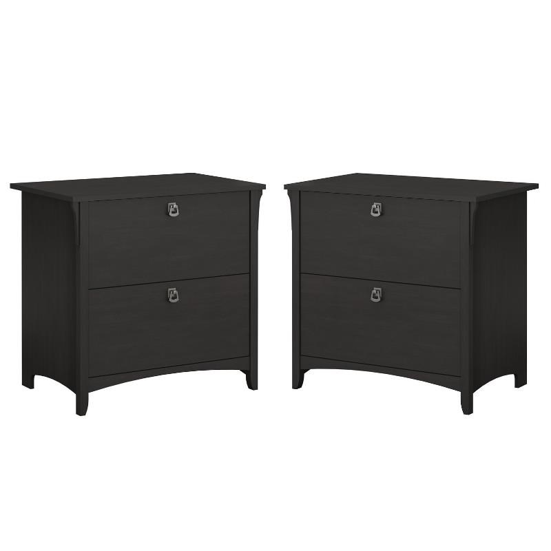 Home Square 2 Piece Metal Filing Cabinet Set with 2 Drawer in Vintage Black