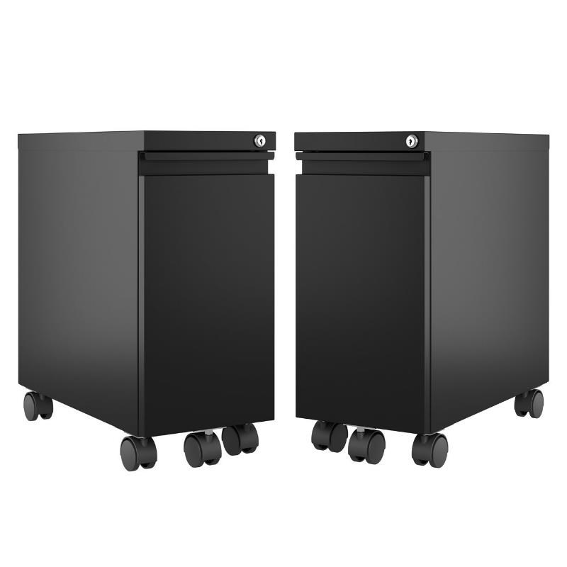 Home Square 2 Piece Mobile Filing Cabinet Set with 2 Hidden Drawer in Black