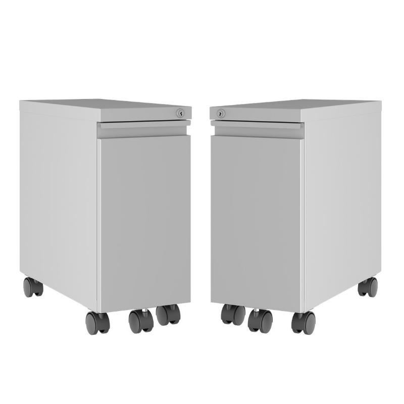 Home Square 2 Piece Mobile Filing Cabinet Set with 2 Hidden Drawer in Gray