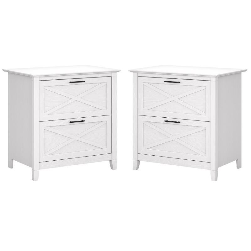 Home Square 2 Piece Lateral Filing Cabinet Set with 2 Drawer in Pure White Oak
