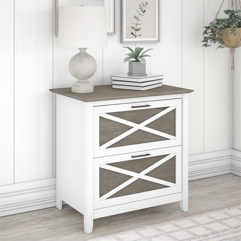 Home Square 2 Piece Lateral Filing Cabinet Set with 2 Drawer in White & Gray