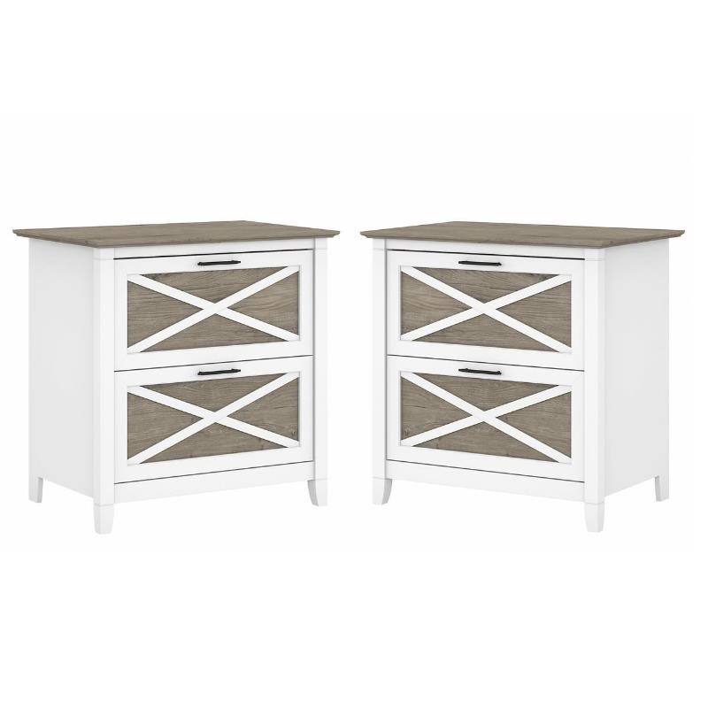 Home Square 2 Piece Lateral Filing Cabinet Set with 2 Drawer in White & Gray