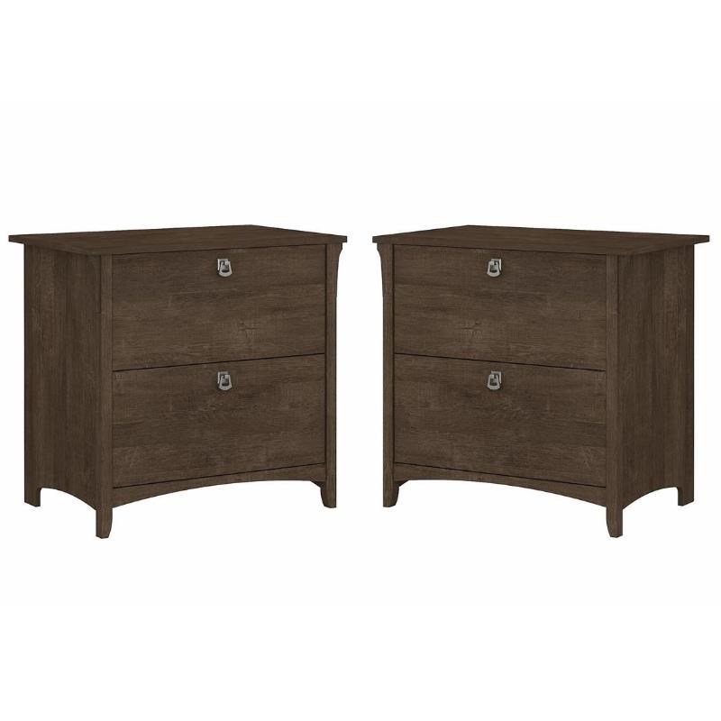 Home Square 2 Piece Lateral Wood Filing Cabinet Set with 2 Drawer in Ash Brown