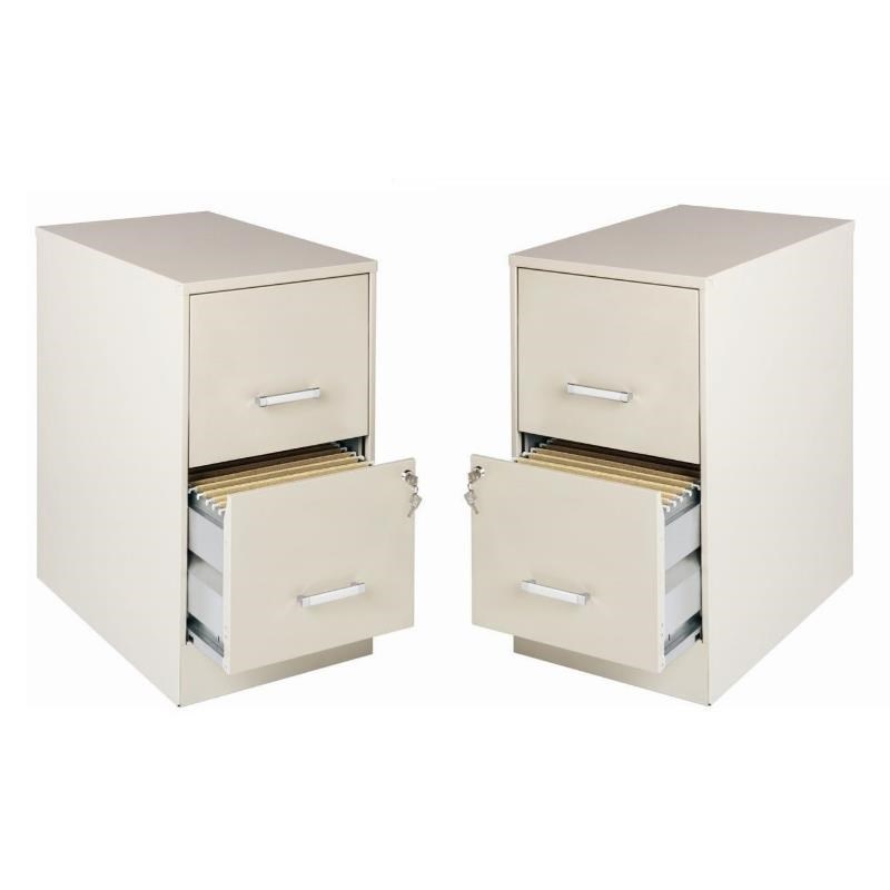 Home Square 2 Piece Metal Filing Cabinet Set with 2 Drawer in Stone Gray