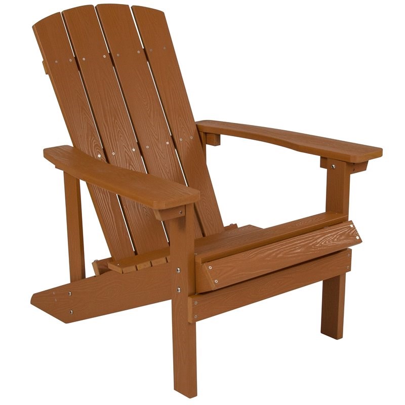 Home Square 2 Piece Faux Wood Adirondack Chair Set In Teak Brown
