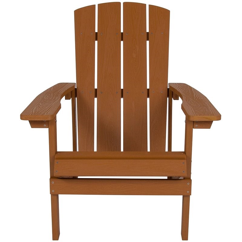 Home Square 2 Piece Faux Wood Adirondack Chair Set In Teak Brown
