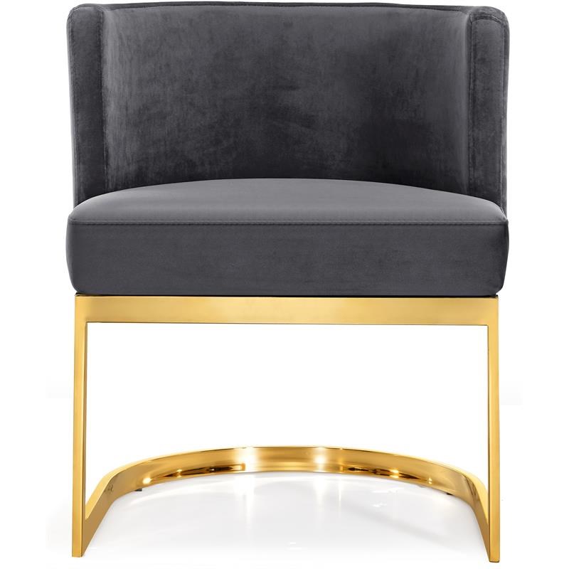 Home Square 2 Piece Velvet Dining Chair Set with Gold Metal Base in Gray