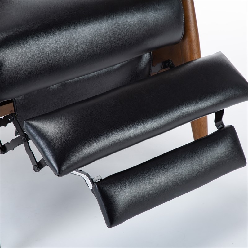Home Square 2 Piece Faux Leather Wooden Arm Recliner Chair Set in Black