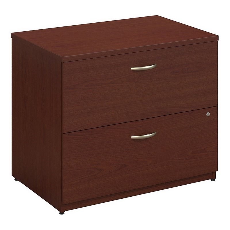 Home Square 2 Piece Lateral Wood Filing Cabinet Set with 2 Drawer in Mahogany