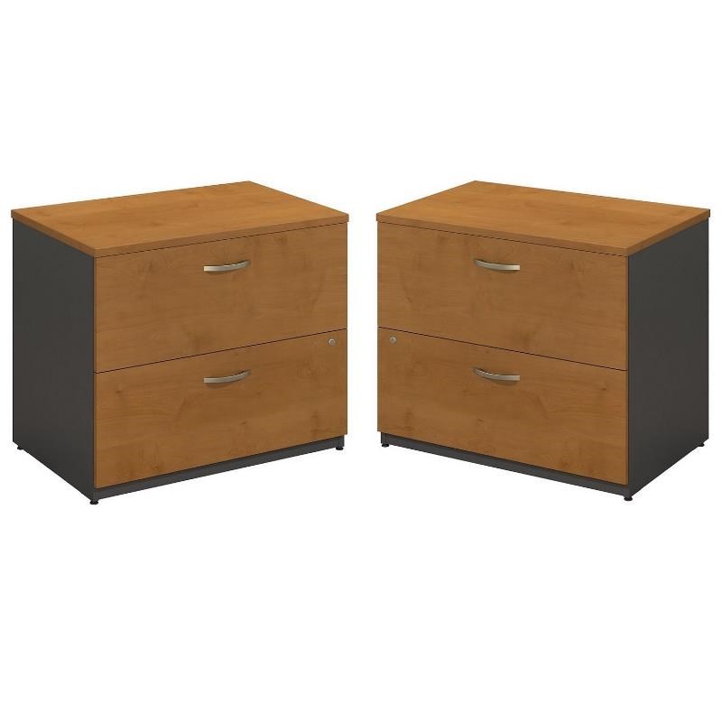 Home Square 2 Piece Wood Filing Cabinet Set with 2 Drawer in Natural Cherry