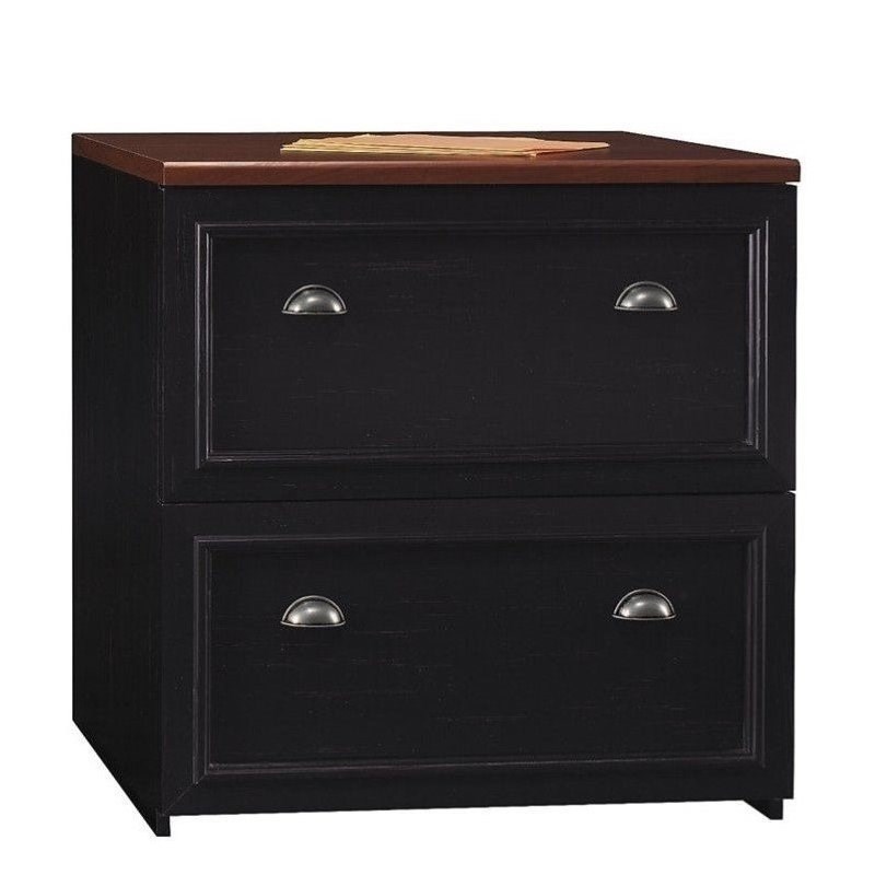 Home Square 2 Piece Engineered Wood Filing Cabinet Set in Antique Black