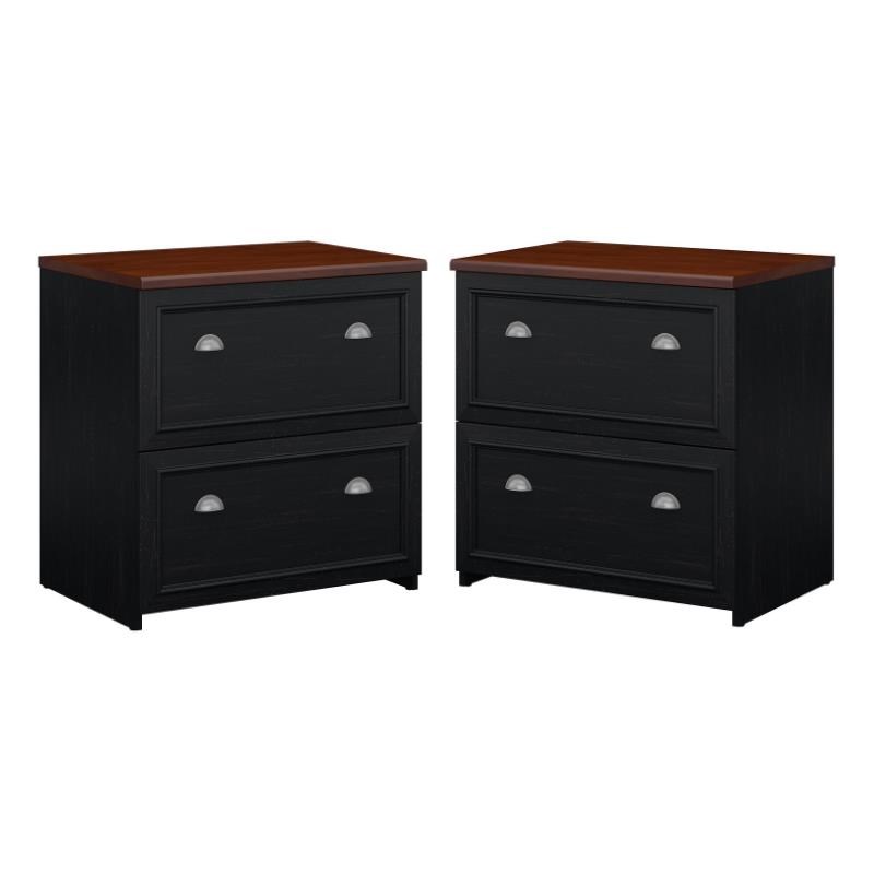 Home Square 2 Piece Engineered Wood Filing Cabinet Set in Antique Black