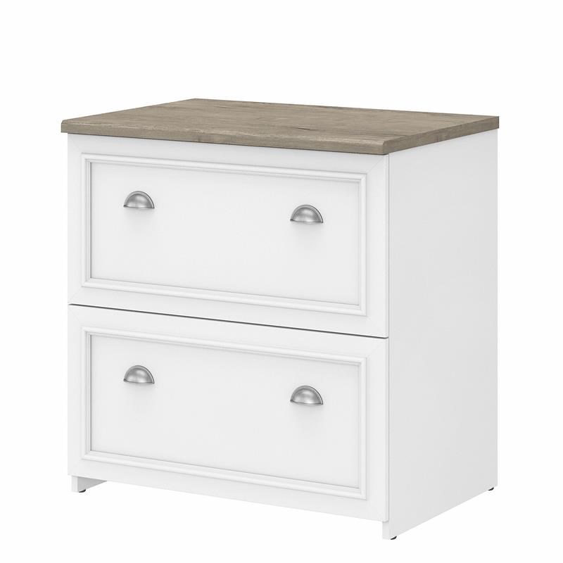 Home Square 2 Piece Engineered Wood Filing Cabinet Set in White and Gray