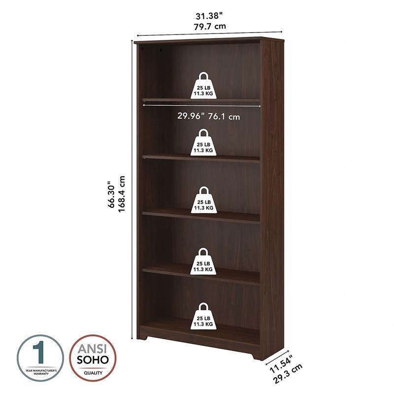 Home Square 2 Piece Engineered Wood Tall Bookcase Set in Modern Walnut ...