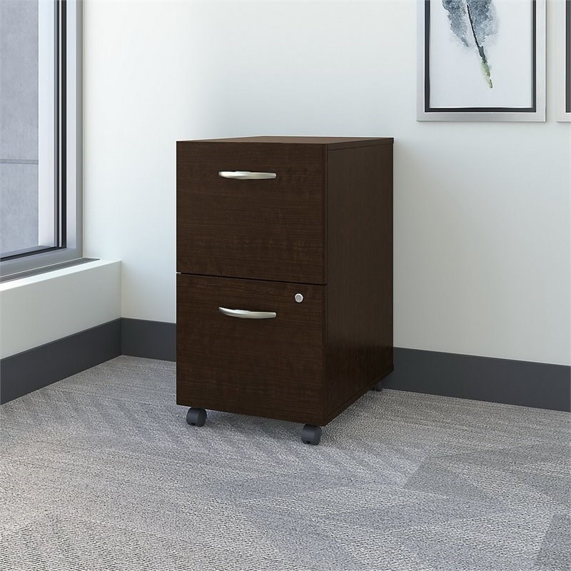 Home Square 2 Piece Engineered Wood Mobile Filing Cabinet Set in Mocha Cherry